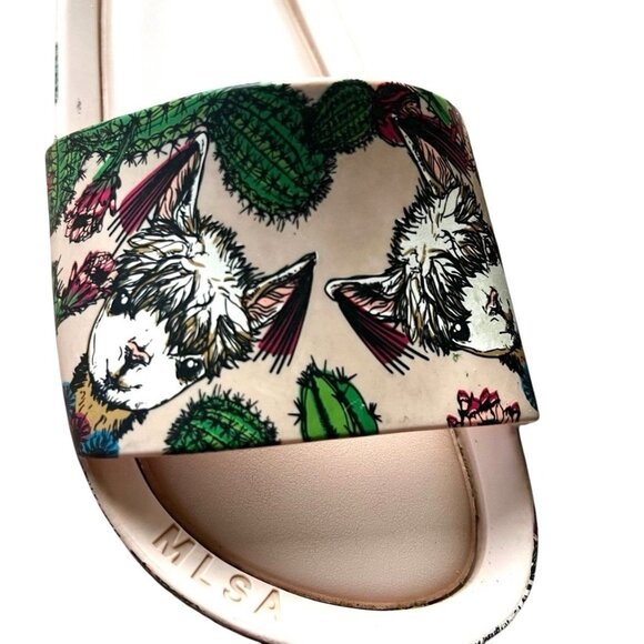 Mel Mini Melissa Pink Llama Slide Sandals Girls Size 1 - Picture 2 of 5